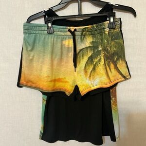 Beach By Exist Tropical Print Pajama Set - Green and Black